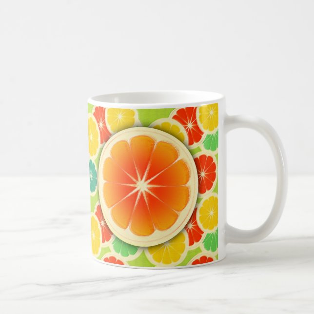 Fresh Citrus Fruit Design, Cute Colourful Coffee Mug (Right)