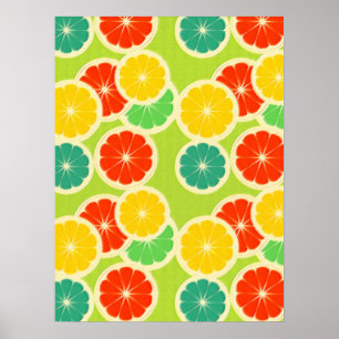 Fresh Citrus Fruit Design, Cute Colourful Poster