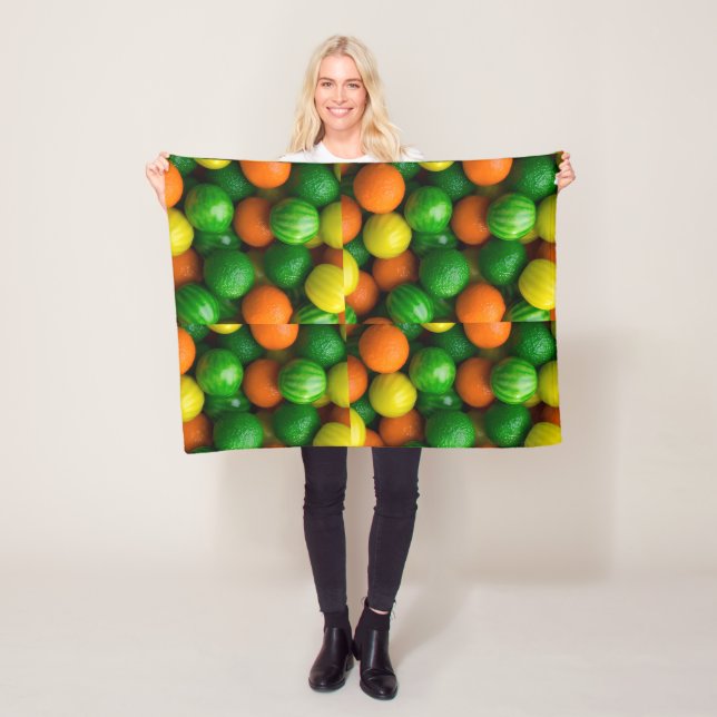 Fresh Citrus Fruits Colourful Pattern Fleece Blank Blanket (In Situ)
