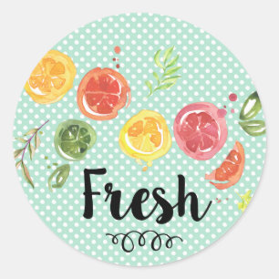 Fresh -  Citrus Fruits in Watercolor Classic Round Sticker