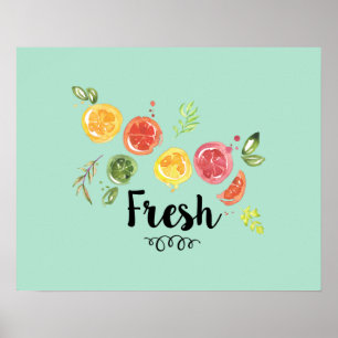 Fresh -  Citrus Fruits in Watercolor Poster
