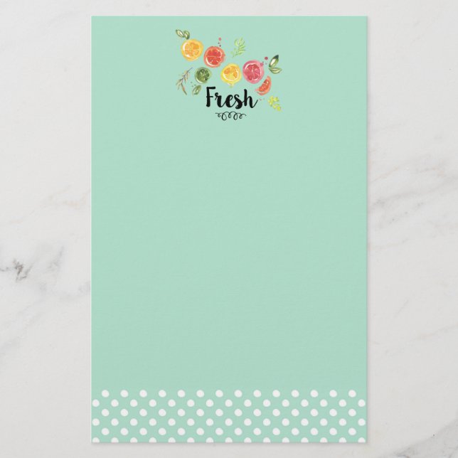 Fresh -  Citrus Fruits in Watercolor Stationery (Front)