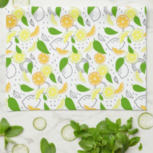 Fresh citrus fruits Lemon Orange Modern. Tea Towel