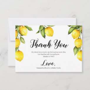 Fresh citrus lemon baby shower thank you card