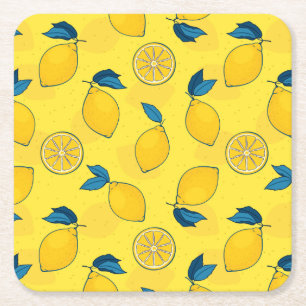 Fresh Citrus Lemon  Square Paper Coaster