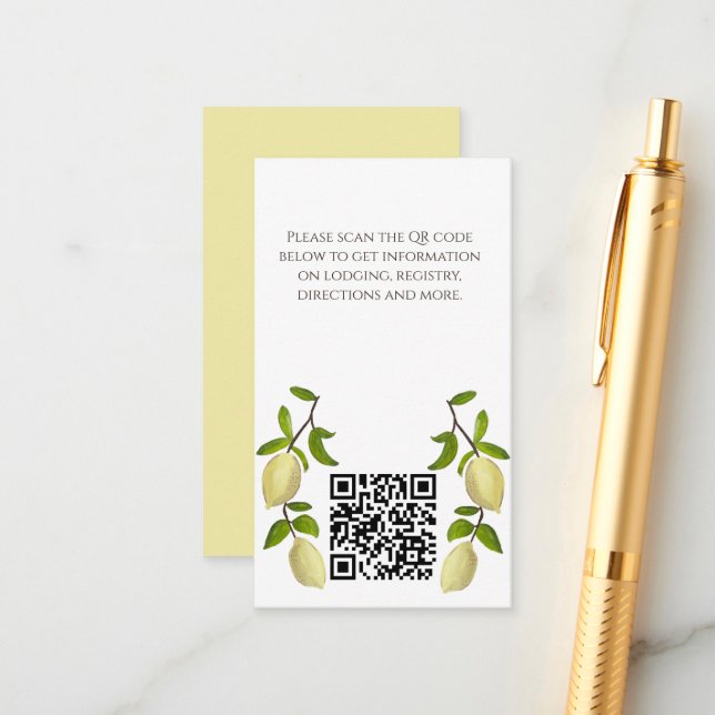 Fresh Citrus Painted Lemons Mediterranean Enclosure Card (Front/Back In Situ)