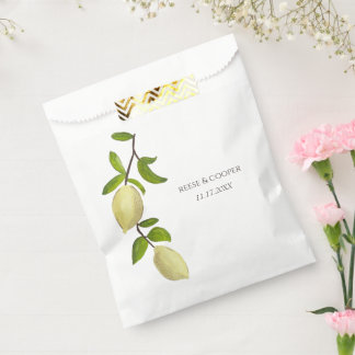 Fresh Citrus Painted Lemons Modern Mediterranean Favour Bags