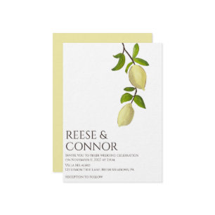 Fresh Citrus Painted Lemons Modern Mediterranean Invitation