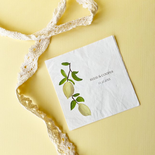 Fresh Citrus Painted Lemons Modern Mediterranean Napkin (Creator Uploaded)