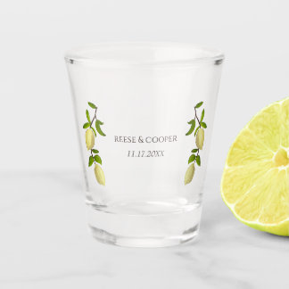 Fresh Citrus Painted Lemons Modern Mediterranean Shot Glass