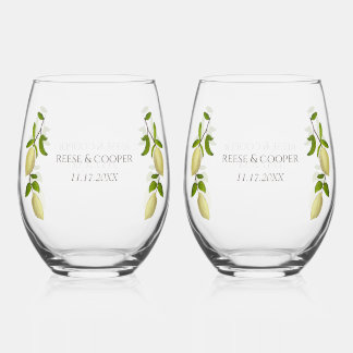 Fresh Citrus Painted Lemons Modern Mediterranean Stemless Wine Glass