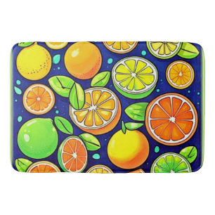 Fresh Citrus Slice Pattern Bath Mat
