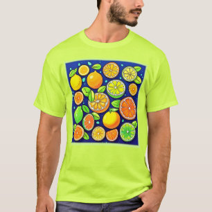 Fresh Citrus Slice Pattern T-Shirt