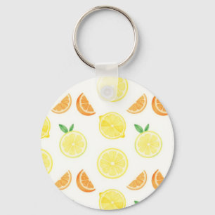 Fresh Citrus Slices Seamless Pattern Key Ring