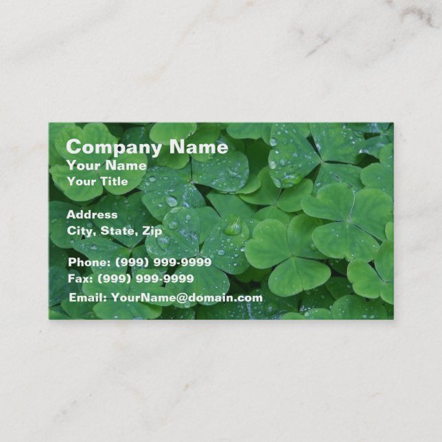 Fresh Clover Green Leafs Business Card (Front)