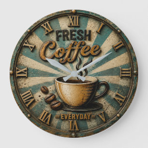 Fresh Coffee Everyday Large Clock