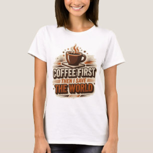 Fresh COFFEE FIRST THEN SAVE WORLD Fashion Art T-Shirt