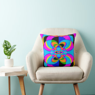Fresh Colourful Neon Patterns Art Cushion