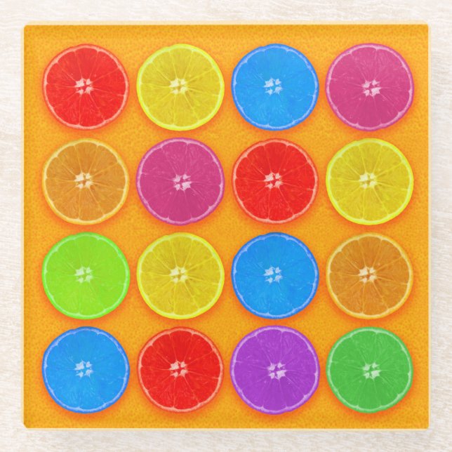 Fresh Colourful Orange Slices Glass Coaster (Front)