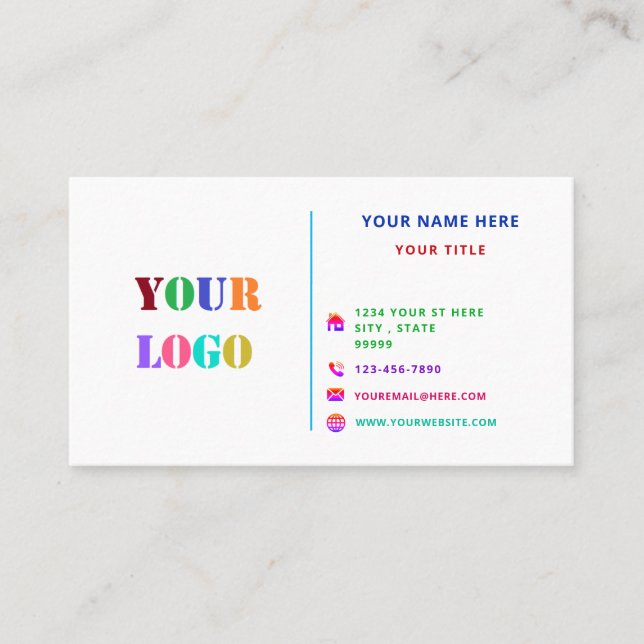 Fresh Colourful Personalised Professional Logo Inf Business Card (Front)