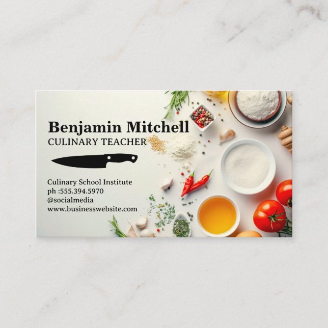 Fresh Cooking Ingredients | Cooking Business Card (Front)
