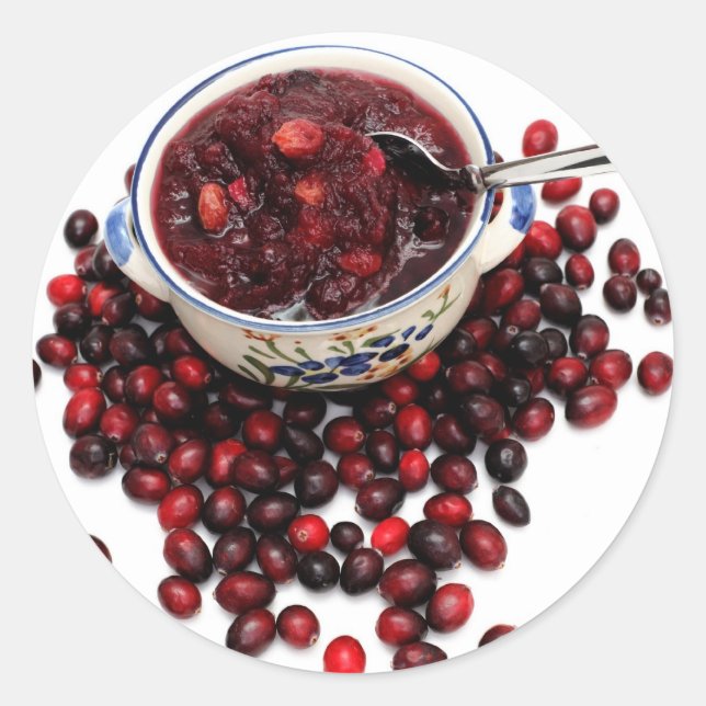 Fresh Cranberries And Sauce Classic Round Sticker (Front)