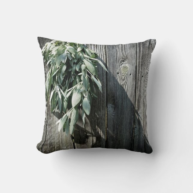 Fresh-cut Sage Barn-wood Cushion (Front)