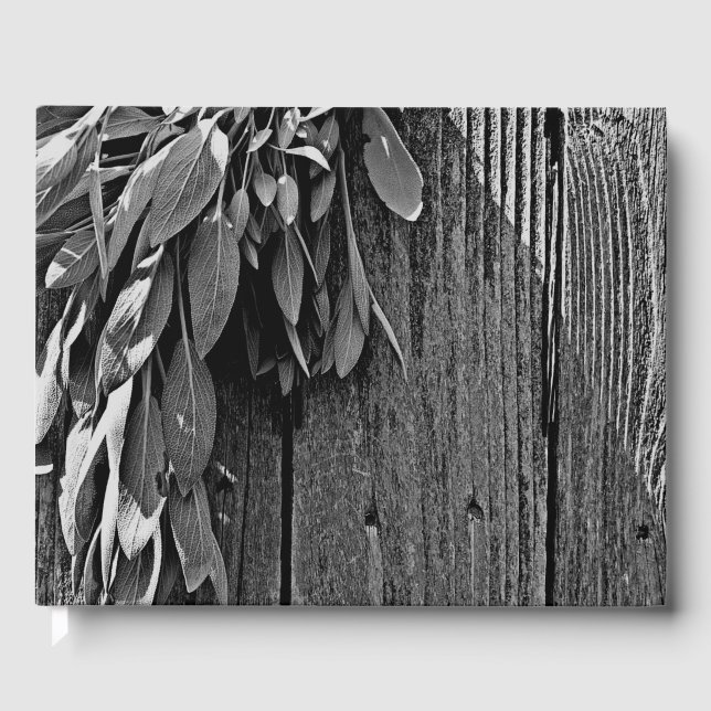 Fresh-cut Sage Barn-wood Grayscale Guest Book (Front)