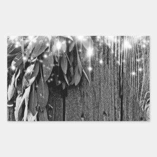 Fresh-cut Sage Barn-wood Grayscale Twinkle Lights Rectangular Sticker