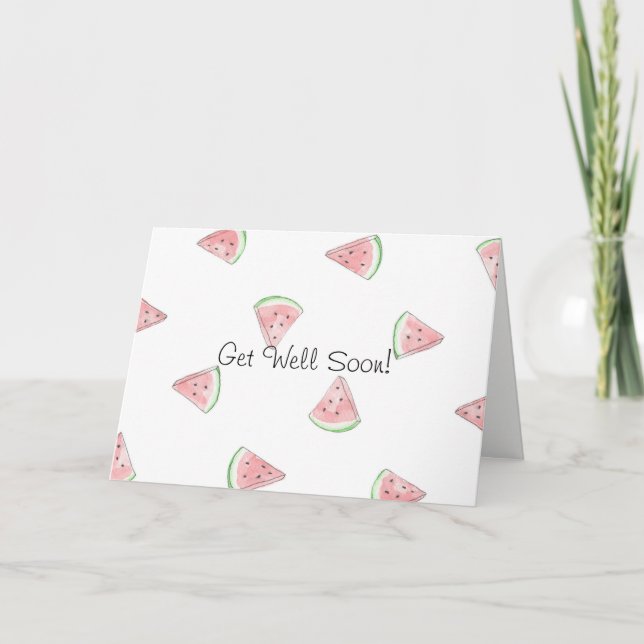 Fresh cute painted watermelon get well soon card (Front)