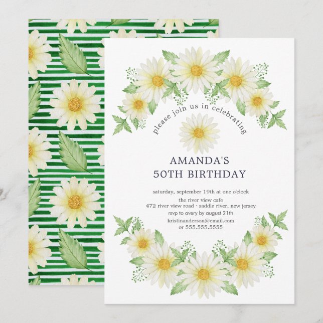 Fresh Daisy Birthday Party Invitation (Front/Back)
