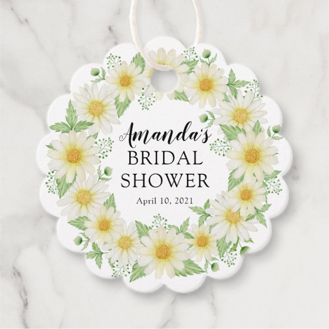 Fresh Daisy Bridal Shower Favour Tags (Front)