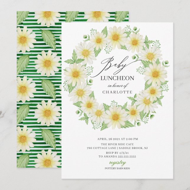 Fresh Daisy Floral Baby Luncheon Invitation (Front/Back)