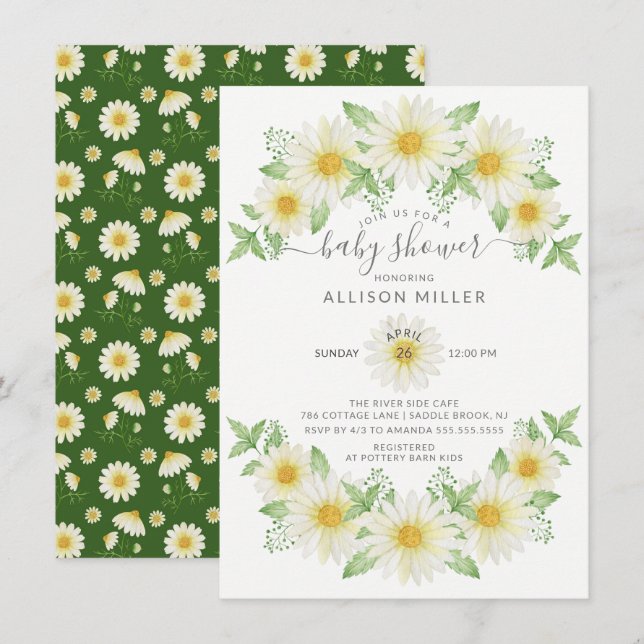 Fresh Daisy Floral Baby Shower Invitation (Front/Back)