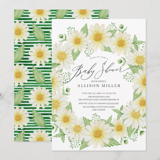 Fresh Daisy Floral Baby Shower Invitation (Front/Back)