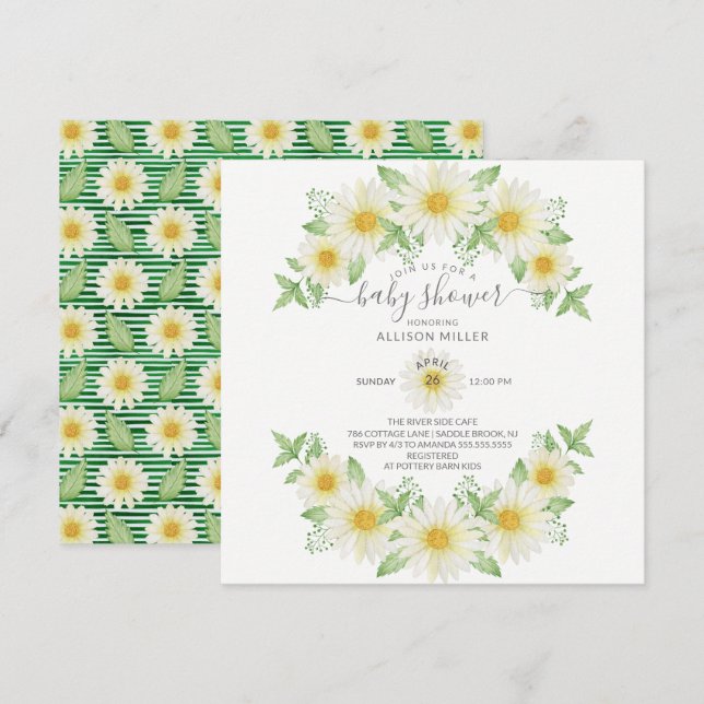 Fresh Daisy Floral Baby Shower Invitation (Front/Back)