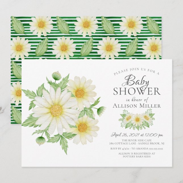 Fresh Daisy Floral Bridal Shower Invitation (Front/Back)