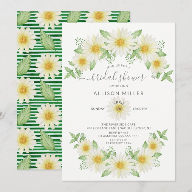 Fresh Daisy Floral Bridal Shower Invitation (Front/Back)