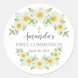 Fresh Daisy Floral First Communion Sticker