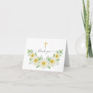 Fresh Daisy Gold Cross Thank You Note Card