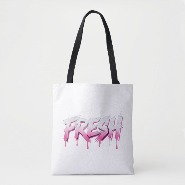 Fresh Dripping Pink Paint Graffiti Tote Bag (Front)