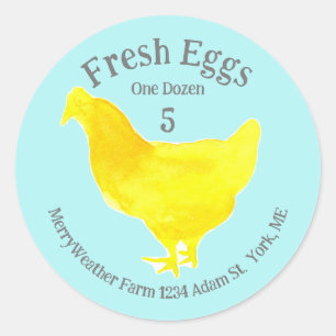 Fresh Egg Carton Label Yellow Chicken Turquoise