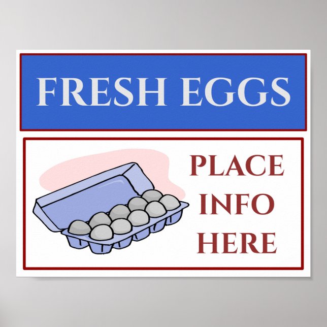 Fresh Eggs, Business Sign, add or edit text Poster (Front)