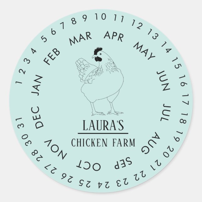 Fresh Eggs Encircled Dates Vintage Chicke Sticker (Front)