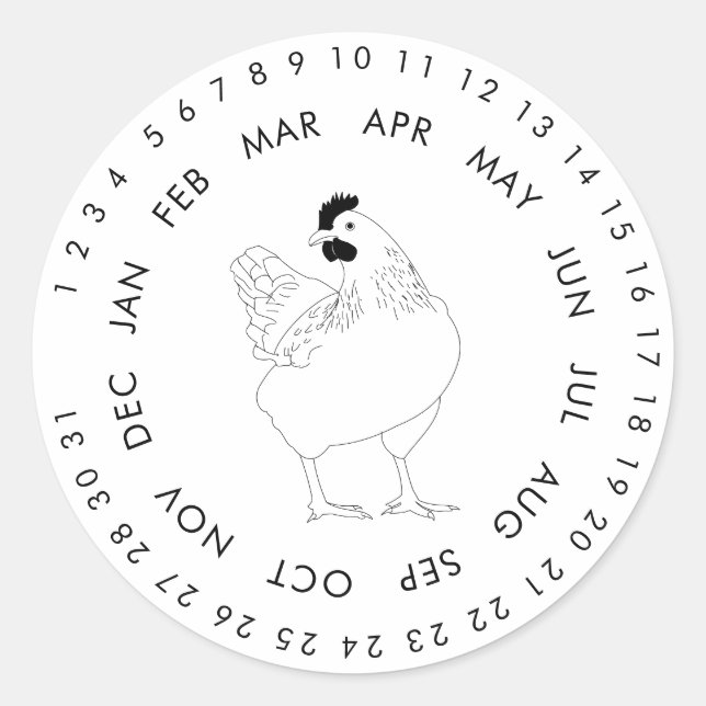 Fresh Eggs Encircled Dates Vintage Chicke Sticker (Front)