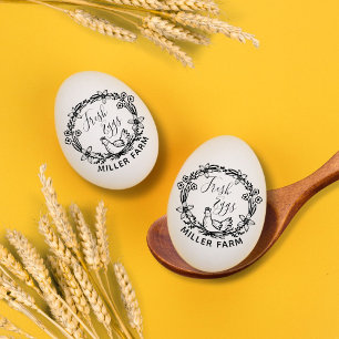 Fresh Eggs Floral Wreath Monogram Egg Stamp