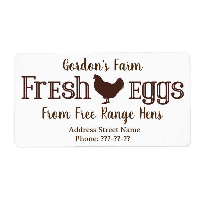 Fresh eggs From Free Range Hens Label (Front)