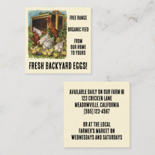 Fresh Eggs from our Backyard Chickens for Sale! Square Business Card