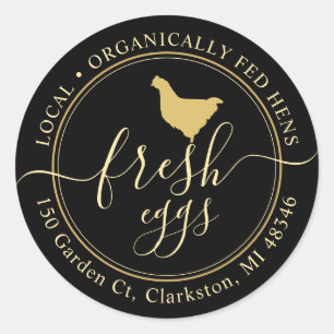 Fresh Eggs Local Organically Fed Hen Gold Chicken  Classic Round Sticker