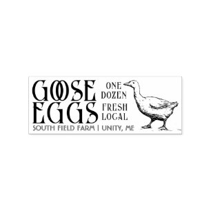 FRESH EGGS One Dozen Duck Carton Basket Tag Stamp